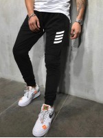 Men Stripe Drawstring Hoodie & Joggers