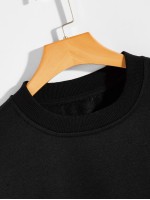 Men Colorblock Letter Patched Sweatshirt