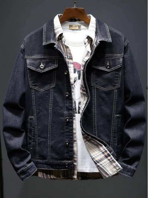 Men Flap Pocket Denim Jacket