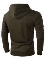 Men Solid Drawstring Hooded Sweatshirt