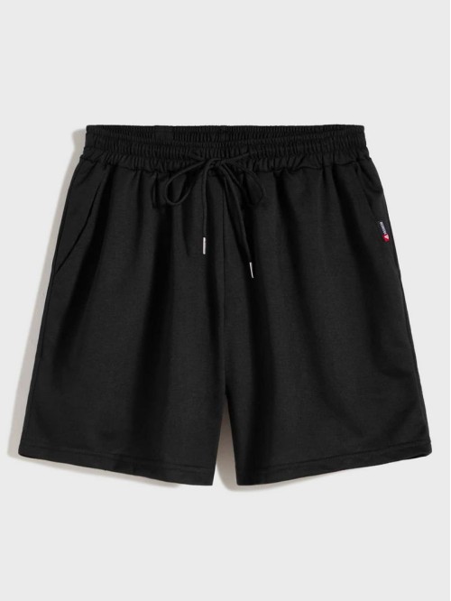 Men Patched Drawstring Track Shorts