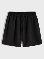 Men Patched Drawstring Track Shorts