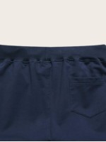 Men Zipper Detail Drawstring Waist Shorts