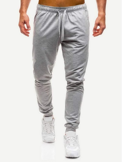 Men Solid Drawstring Pants