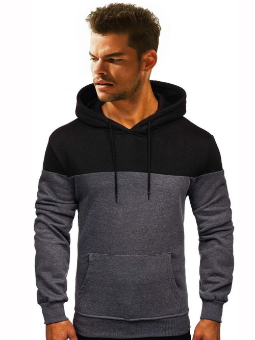 Men Two Tone Drawstring Hoodie