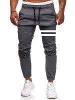 Men Stripe Drawstring Waist Pants