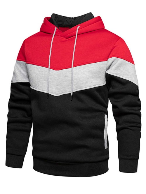 Men Color Block Drawstring Hoodie