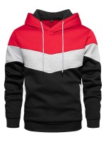 Men Color Block Drawstring Hoodie