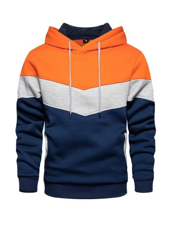 Men Color Block Drawstring Hoodie