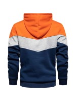 Men Color Block Drawstring Hoodie