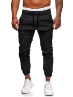 Men Drawstring Waist Solid Tapered Pants