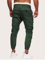 Men Drawstring Waist Solid Pants