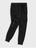 Men Flap Pocket Drawstring Cargo Trousers