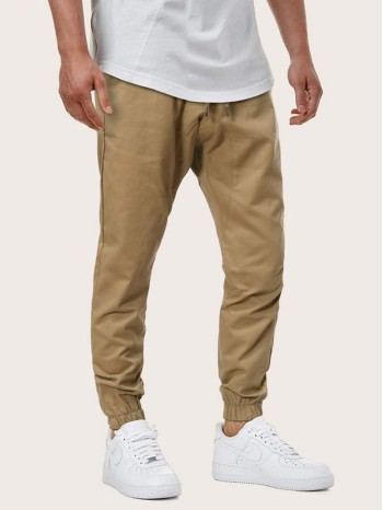 Men Drawstring Waist Solid Sweatpants