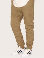 Men Drawstring Waist Solid Sweatpants