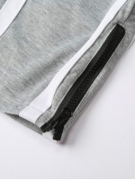 Men Contrast Tape Drawstring Waist Sweatpants