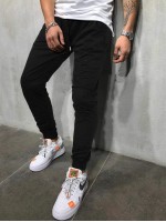 Men Letter Graphic Drawstring Hoodie & Joggers