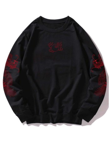 Men Chinese Dragon Print Sweatshirt