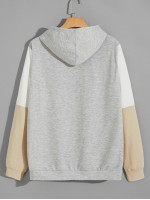 Men Cut And Sew Panel Drawstring Hoodie