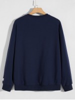 Men Crew Neck Patched Detail Pullover