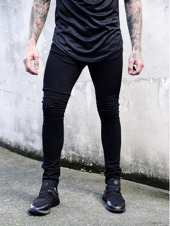 Men Solid Mid Waist Skinny Jeans