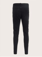 Men Solid Mid Waist Skinny Jeans