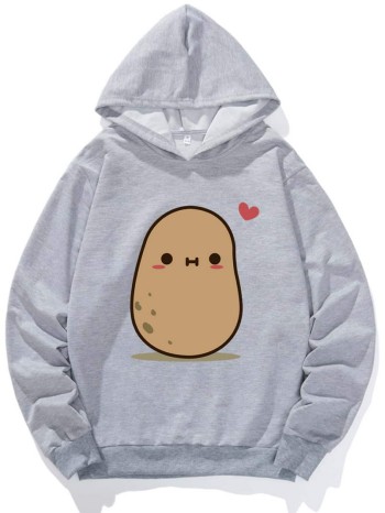 Men Cartoon And Heart Print Hoodie