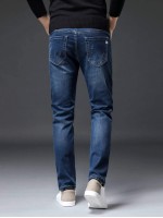 Men Cat Whisker Straight Leg Jeans