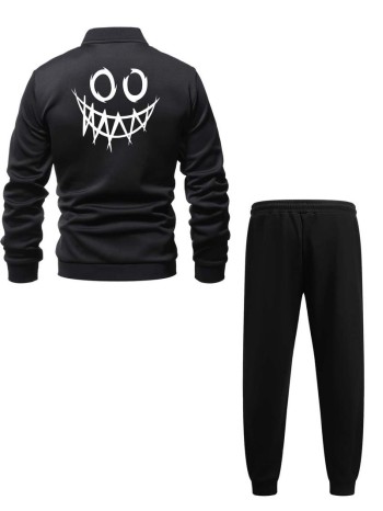 Men Cartoon Graphic Jacket & Sweatpants