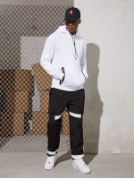 Men Zip Detail Drawstring Hoodie