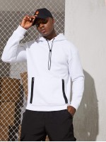 Men Zip Detail Drawstring Hoodie