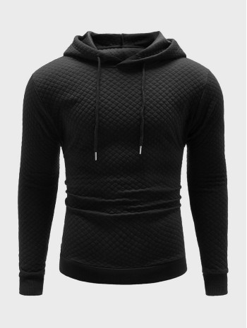 Men Textured Drawstring Hooded Sweatshirt