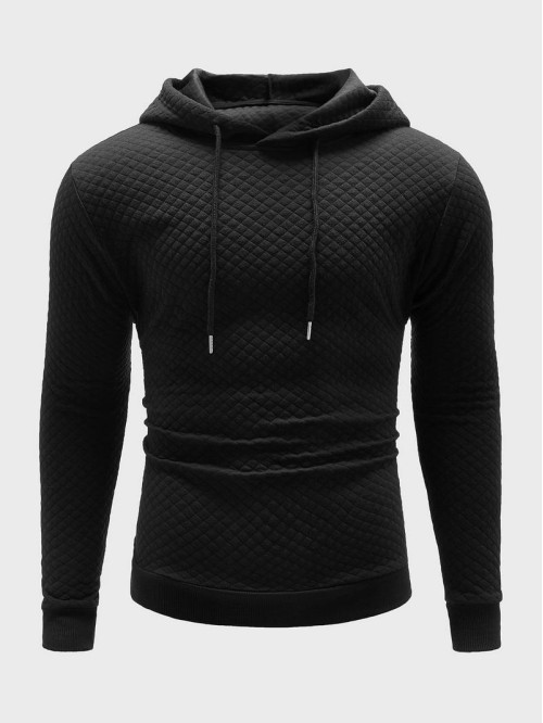 Men Textured Drawstring Hooded Sweatshirt