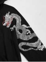 Men Chinese Dragon Graphic Drawstring Hoodie