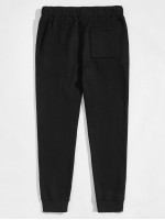 Men Solid Drawstring Waist Fleece Lined Sweatpants