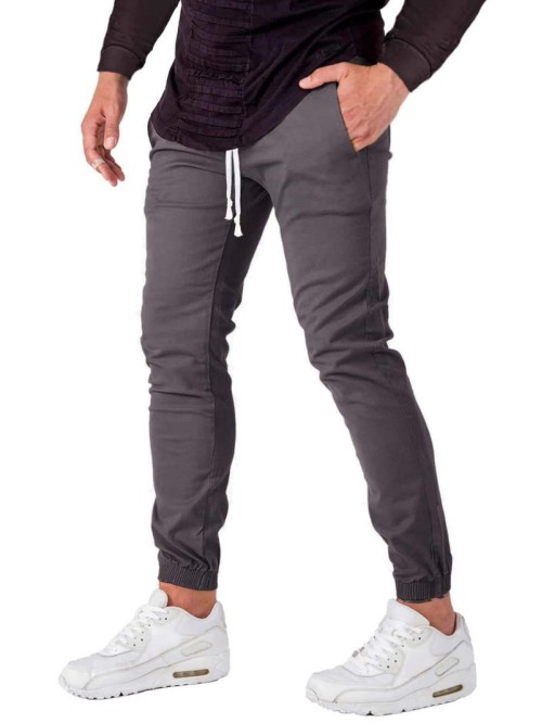 Men Drawstring Waist Tapered Pants