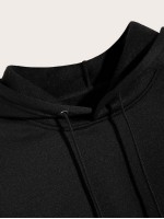 Men Cut And Sew Drawstring Hoodie