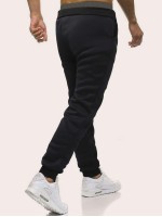 Men Tape Panel Pocket Side Drawstring Waist Pants