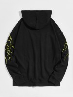 Men Slogan Graphic Pouch Pocket Drawstring Hoodie