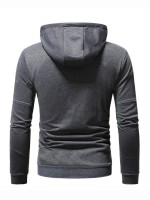 Men Drawstring Zip-up Hoodie