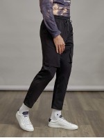 Men Drawstring Waist Slant Pocket Pants