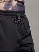 Men Drawstring Waist Slant Pocket Pants