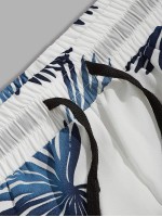 Men Tropical Print Drawstring Waist Shorts