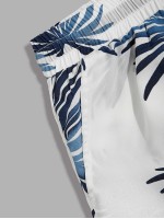 Men Tropical Print Drawstring Waist Shorts