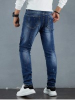 Men Cat Whisker Splatter Paint Jeans