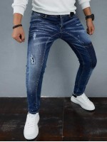 Men Cat Whisker Splatter Paint Jeans