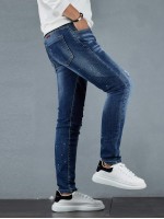 Men Cat Whisker Splatter Paint Jeans