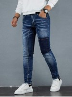 Men Cat Whisker Splatter Paint Jeans