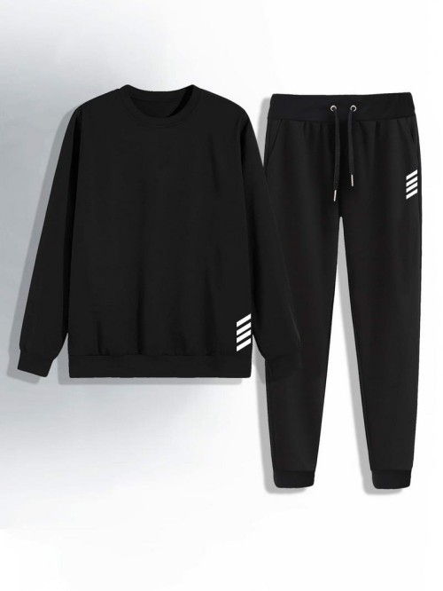 Men Striped Sweatshirt & Sweatpants Set