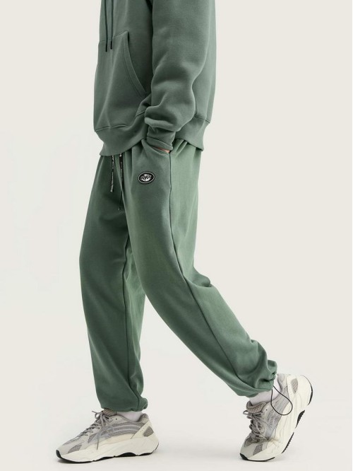 Men Patched Detail Drawstring Waist Pants